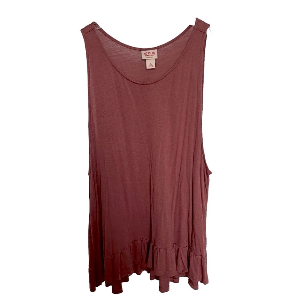 Mossimo Supply Co Womens Tiered Ruffle Hem Tank Top Sleeveless Pullover Blush XL